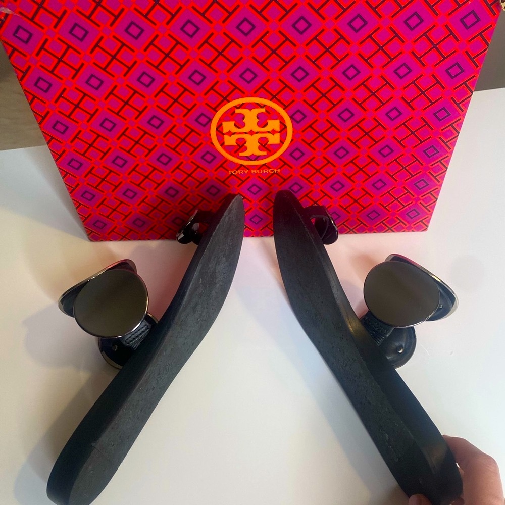 Tory Burch / Patos Multi Disk / Sandals / Gray and Black / Size 7 - Picture 11 of 12